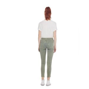 MOTHER LOOKER ANKLE FRAY Army Green Skinny Jeans Size 27